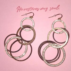 Cascading Multi Color Intertwined Rhinestone Dangle Drop Hoop Earrings New!